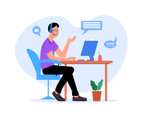 Businessman doing professional Video Call with Client  Illustration