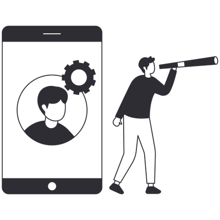 Businessman doing profile management  Illustration