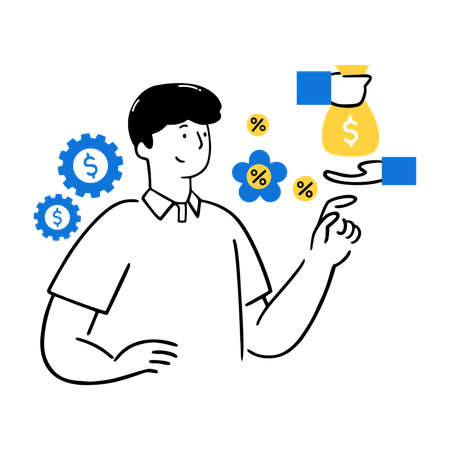 Businessman doing profit Growth Monitoring  Illustration