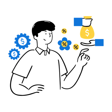 Businessman doing profit Growth Monitoring  Illustration