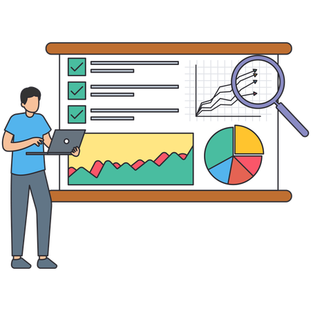 Businessman doing project analysis  Illustration