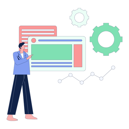 Businessman doing Project data analysis  Illustration
