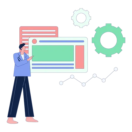 Businessman doing Project data analysis  Illustration