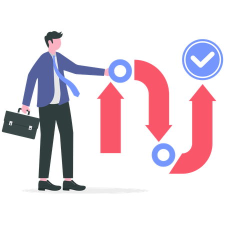 Businessman doing project management  Illustration