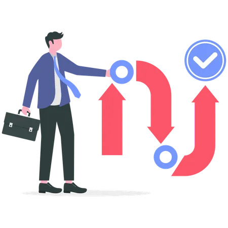 Businessman doing project management  Illustration