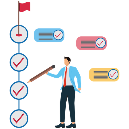 Businessman doing Project Tracking and Progress Monitoring  Illustration