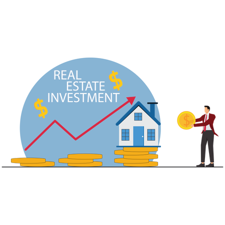 Businessman doing Property Investment Planning  Illustration