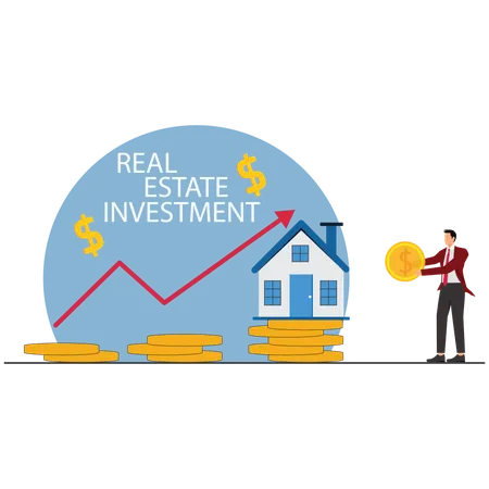 Businessman doing Property Investment Planning  Illustration