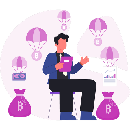 Businessman doing protection bitcoin money  Illustration