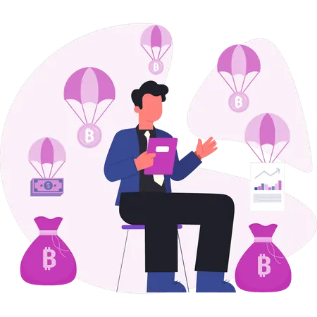 Businessman doing protection bitcoin money  Illustration