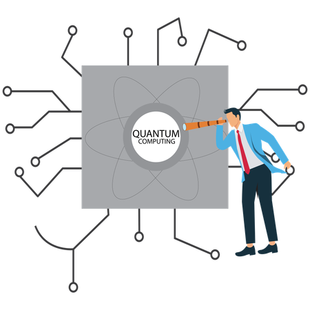 Businessman doing Quantum Computing  Illustration