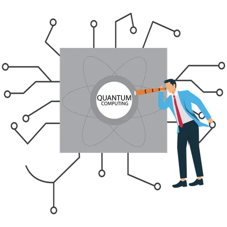 Businessman doing Quantum Computing  Illustration