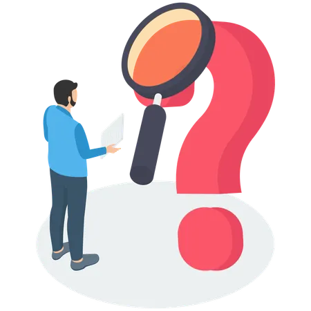 Businessman Doing Question Analysis  Illustration