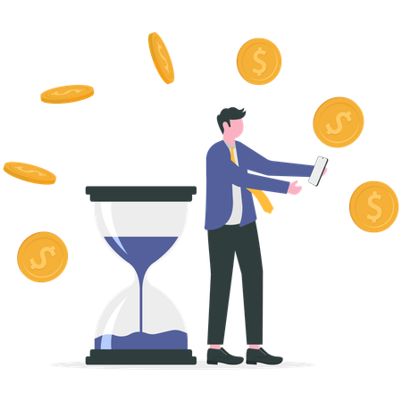 Businessman doing quick and secured payment  Illustration