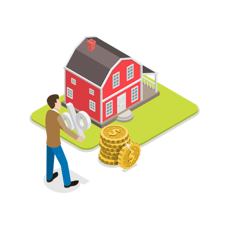 Businessman doing real estate valuation  Illustration