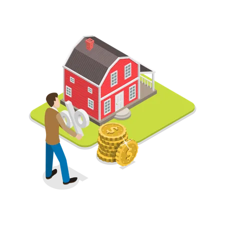 Businessman doing real estate valuation  Illustration