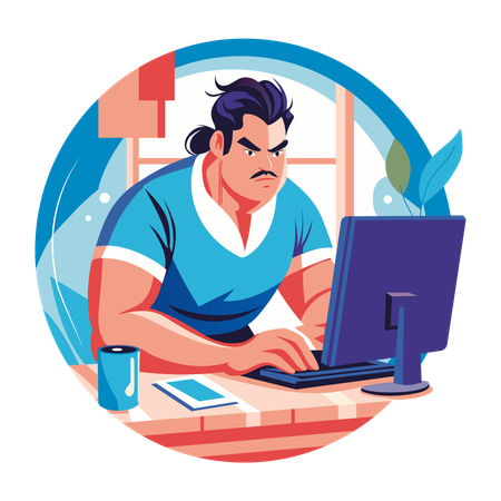 Businessman doing remote work  Illustration