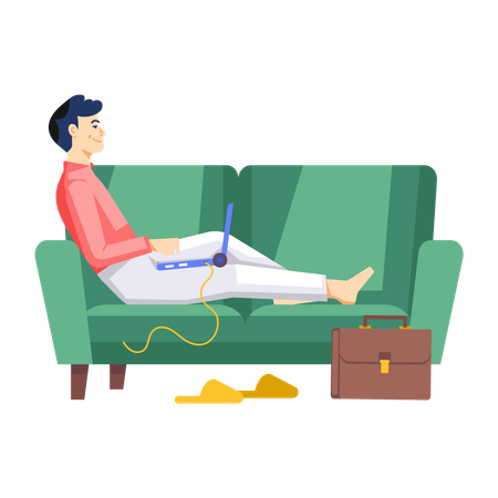 Businessman doing Remote Work  Illustration