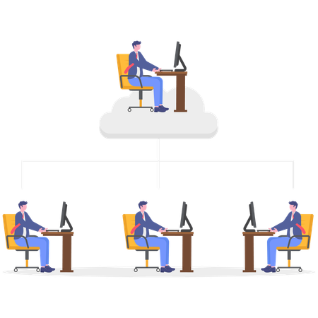 Businessman doing remote working  Illustration