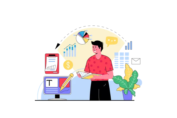 Business Analysis And Report Writing Business Vector Flat Illustration