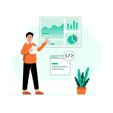 Businessman doing report analysis  Illustration