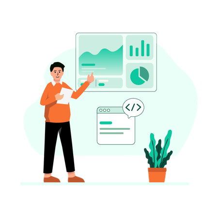 Businessman doing report analysis Illustration