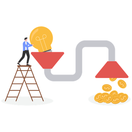 Businessman doing Research and development investment  Illustration