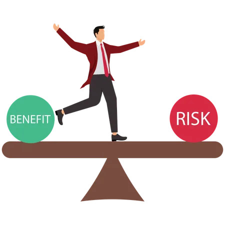 Businessman doing Risk and benefit balancing  Illustration