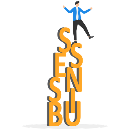 Businessman doing risk management  Illustration