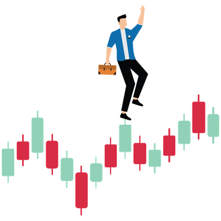 Businessman doing risk management on stock market  Illustration