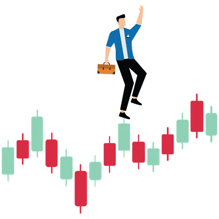 Businessman doing risk management on stock market  Illustration