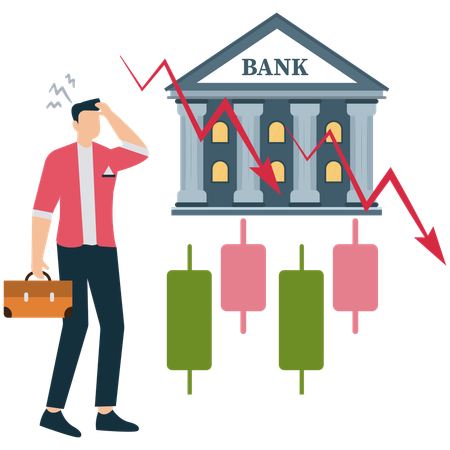 Businessman doing Risky Investment Leading to Financial Crisis  Illustration