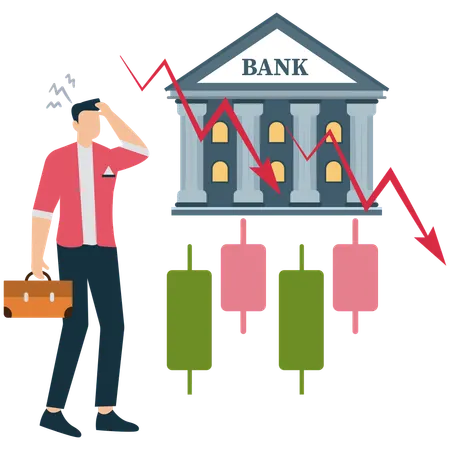 Businessman doing Risky Investment Leading to Financial Crisis  Illustration