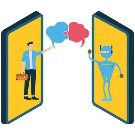 Businessman doing Robot Collective Ideas  Illustration