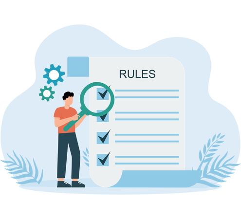 Businessman doing Rules Verification  Illustration