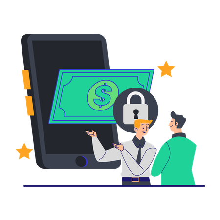 Businessman doing Safe Money Saving  Illustration