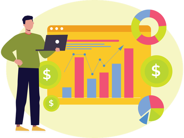 Businessman doing Sales Analysis  Illustration