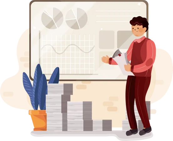 Businessman doing sales analytics  Illustration
