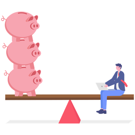 Businessman doing saving management  Illustration