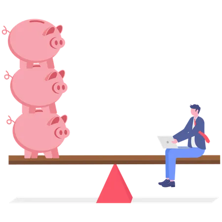 Businessman doing saving management  Illustration
