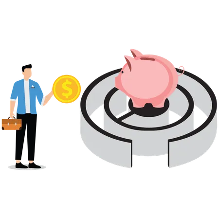 Businessman doing savings  Illustration