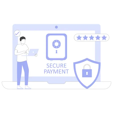 Businessman doing secure payment  Illustration