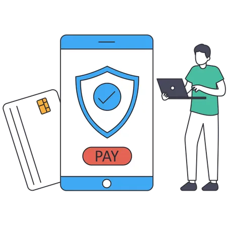 Businessman doing secure payment  Illustration