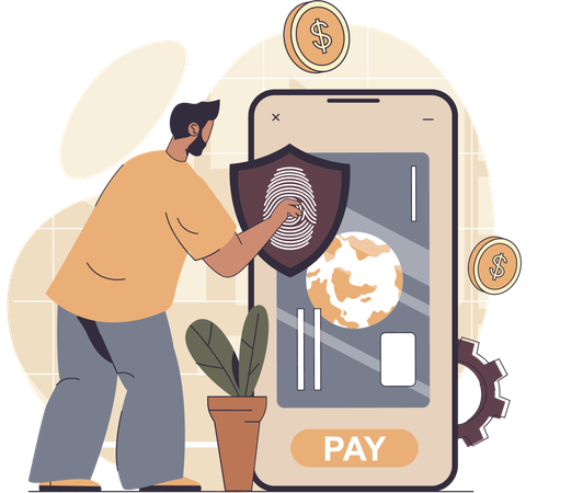 Businessman doing secured online payment  Illustration