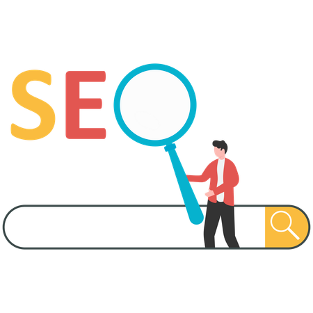 Businessman doing seo analysis  Illustration