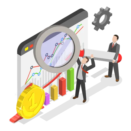 Businessman doing seo analysis  Illustration