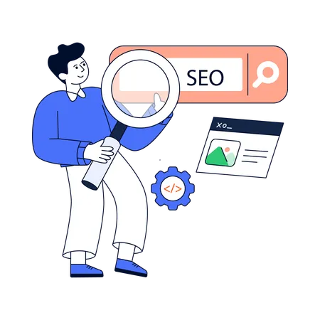 Businessman doing Seo Search  Illustration