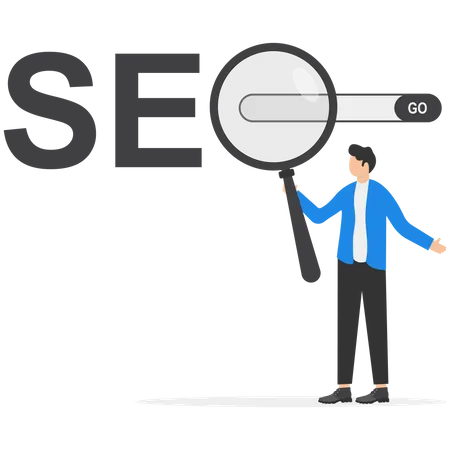 Businessman doing seo search  Illustration