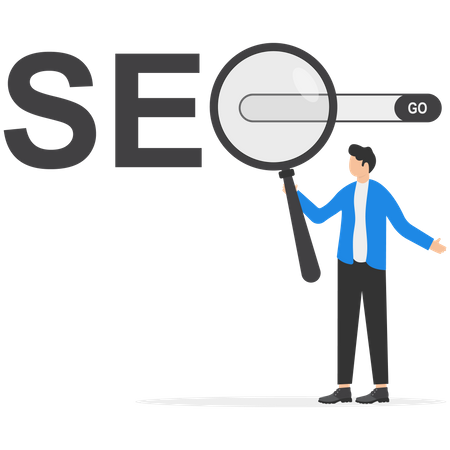 Businessman doing seo search  Illustration