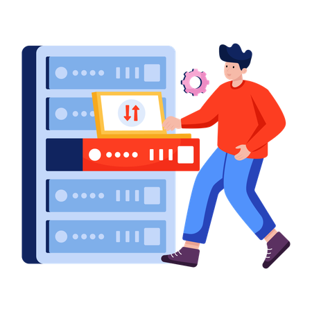 Businessman doing Server transfer  Illustration